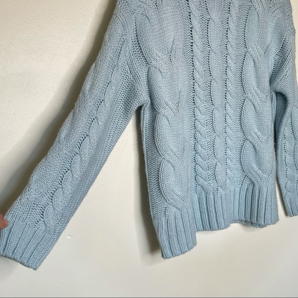 Charlie Holiday Botanica Fairmont Cable Knit Sweater Chunky Blue Small Cozy - Picture 6 of 11
